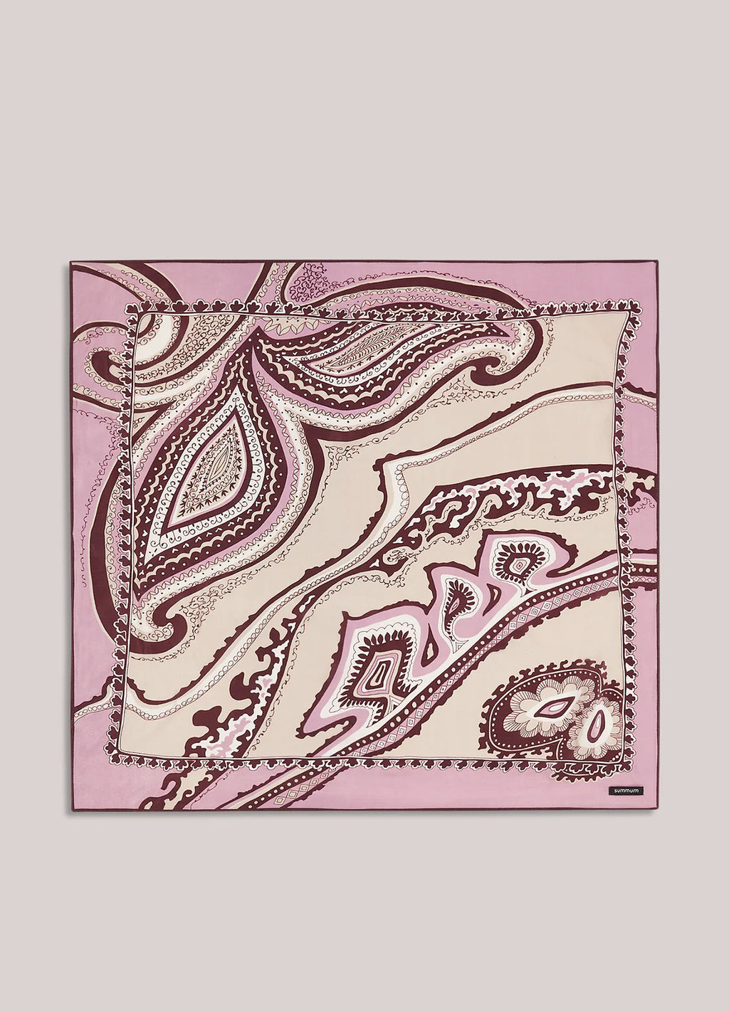 Summum Woman Satin Scarf with Paisley Print