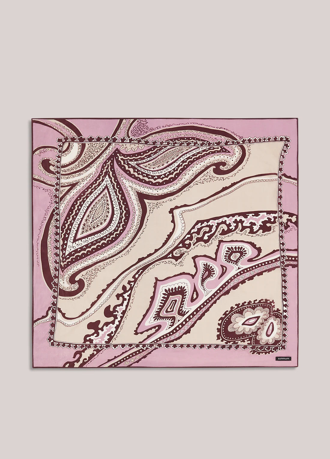 Summum Woman Satin Scarf with Paisley Print