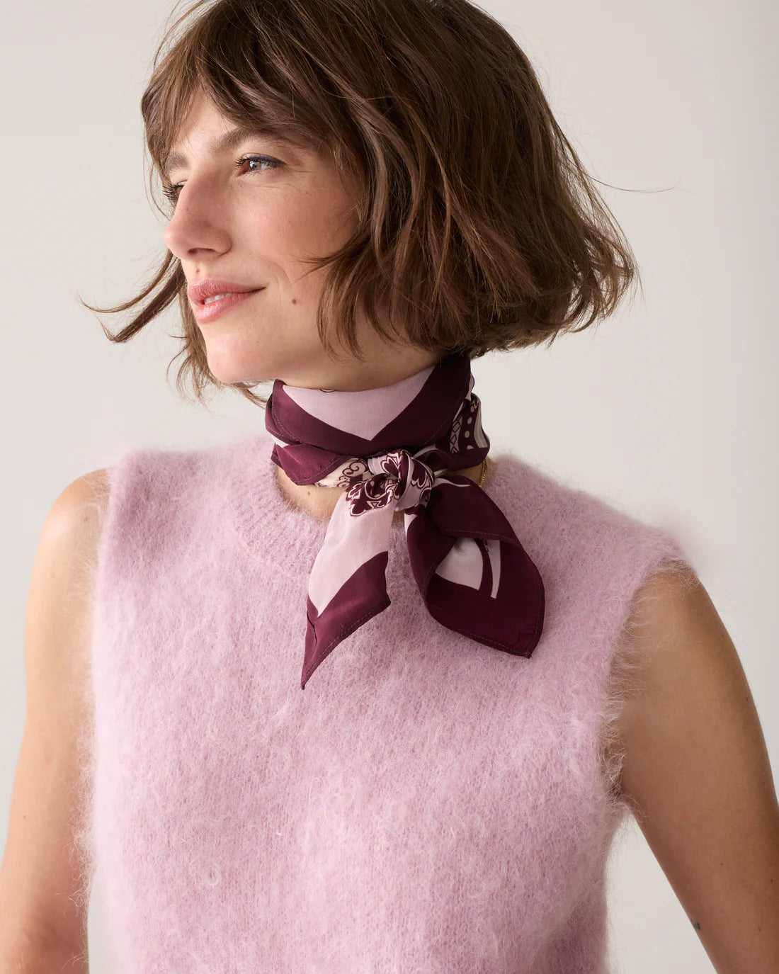 Summum Woman Satin Scarf with Paisley Print