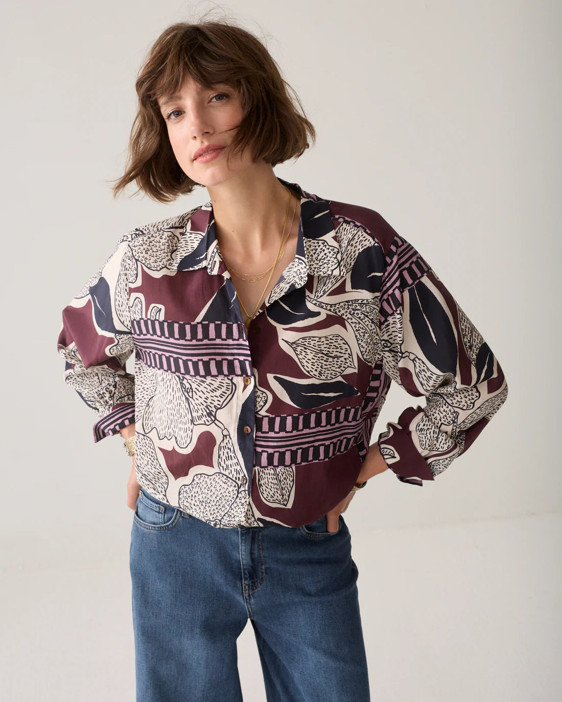 Summum Woman Scarf Print Blouse