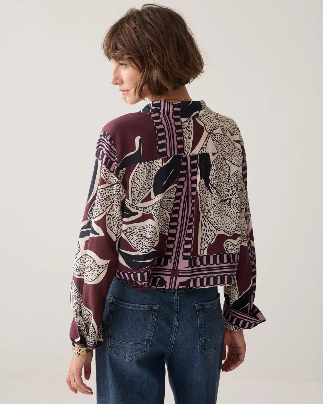 Summum Woman Scarf Print Blouse
