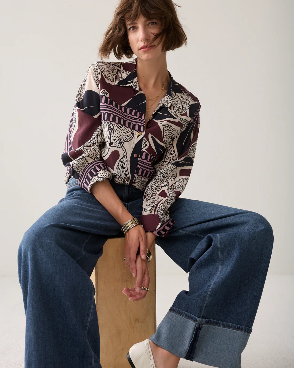 Summum Woman Scarf Print Blouse