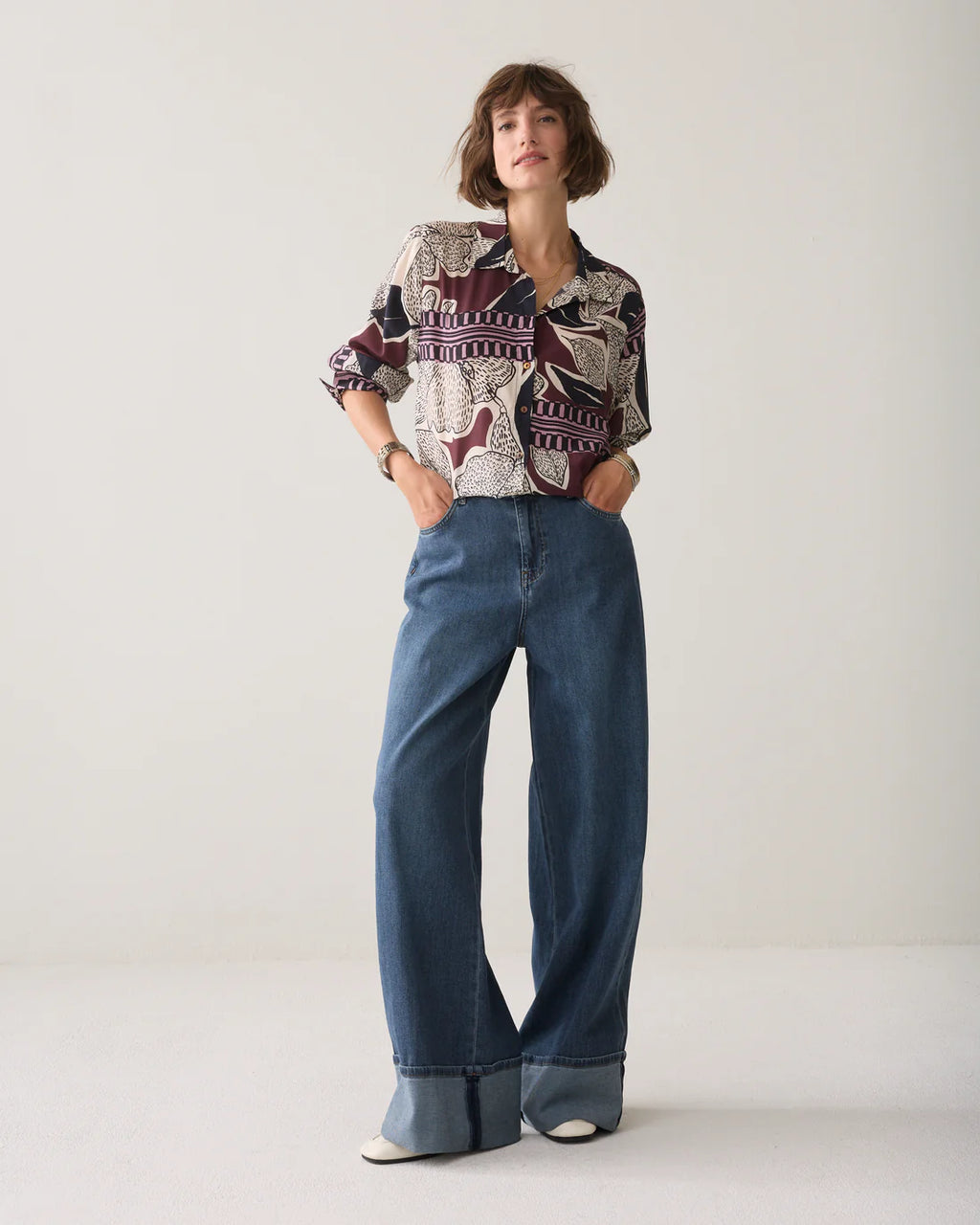 Summum Woman Scarf Print Blouse