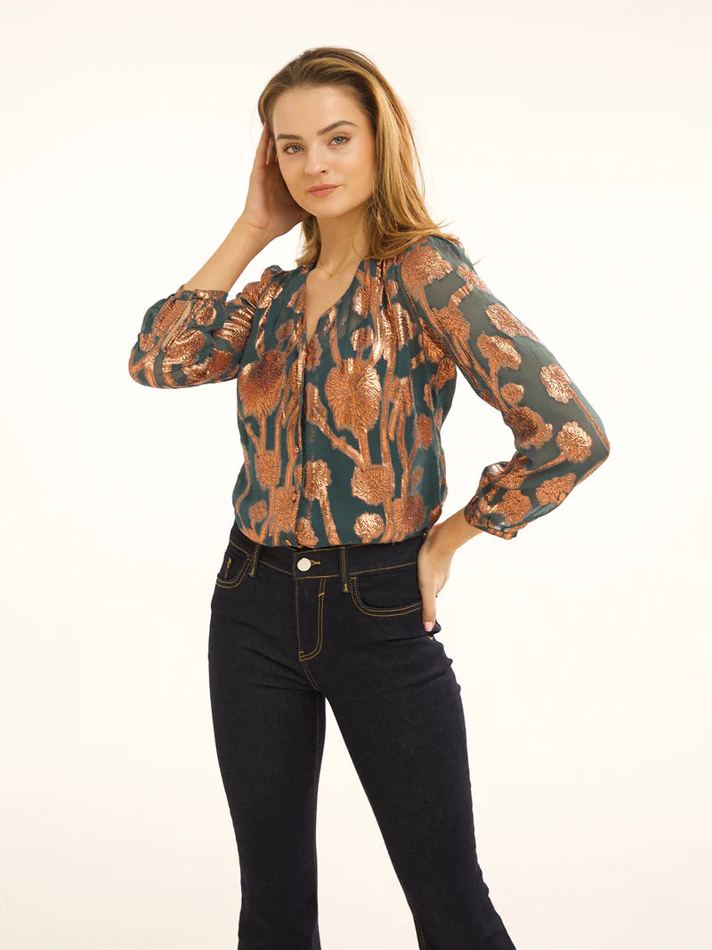 stardust betty blouse emerald & bronze evalucia boutique perth scotland