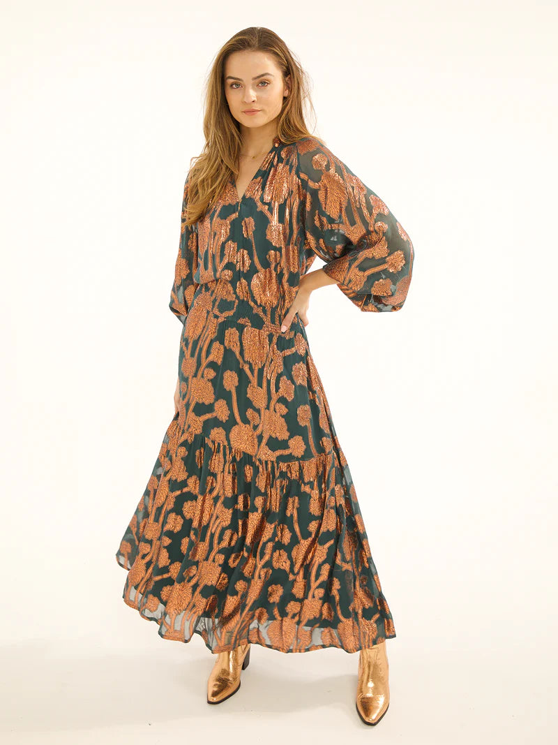 stardust leo maxi dress emerald bronze evalucia boutique perth scotland