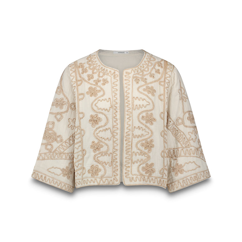 Summum Woman Tape Embroidered Jacket in Ivory - 1s1221-12241