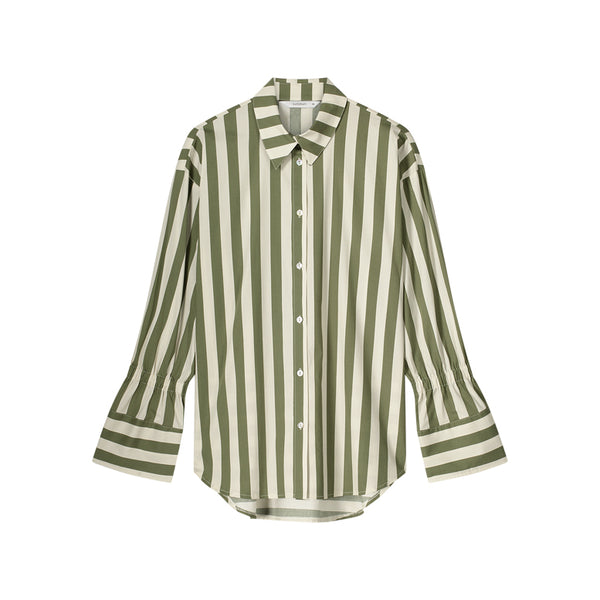 Summum Woman Printed Stripe Blouse in Combat Green 2s3260-12164