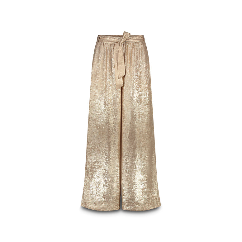 Summum Woman Metallic Lame Trousers in Sesame - 4s2550-12114