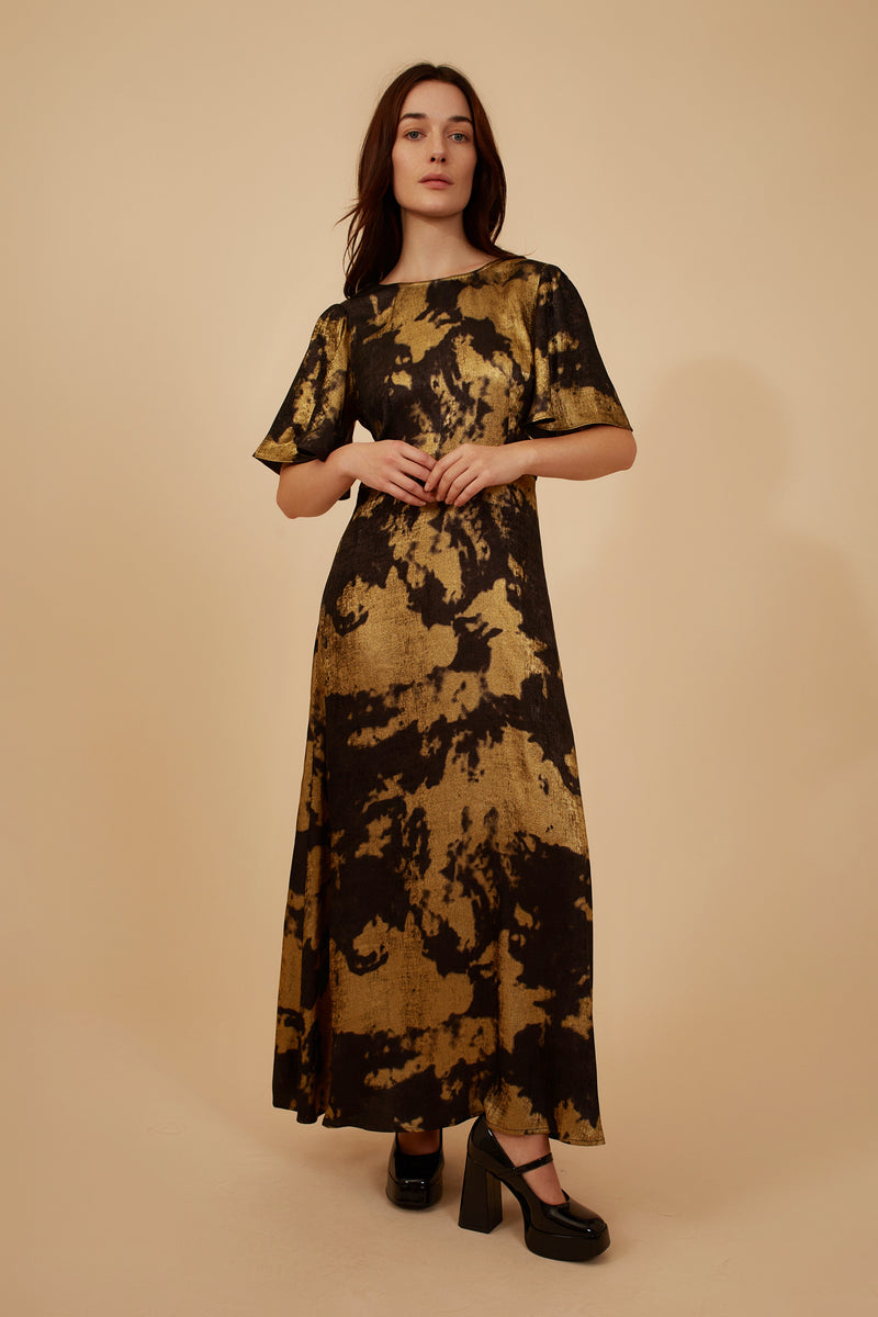 traffic people maxi dress black and gold evalucia boutique perth scotland