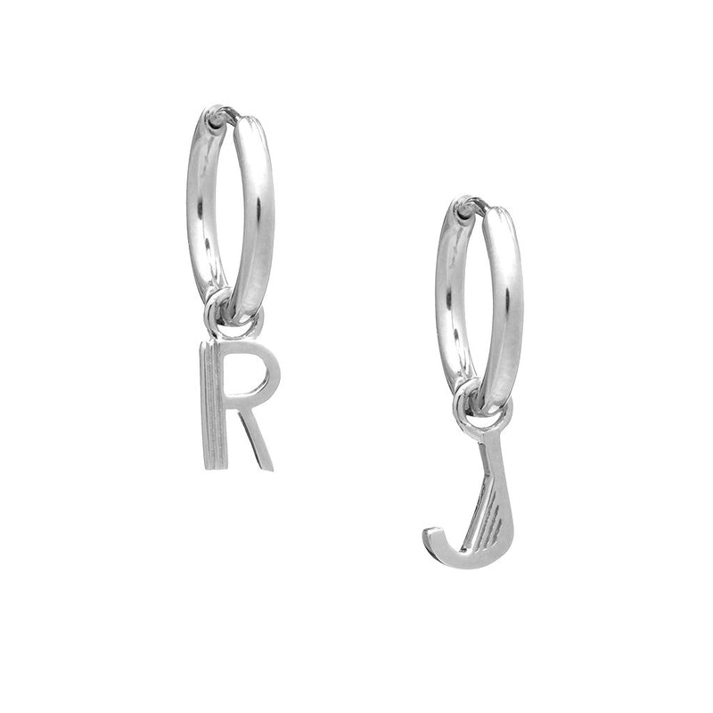 Rachel Jackson Art Deco Initial Hoop Earrings Sterling silver