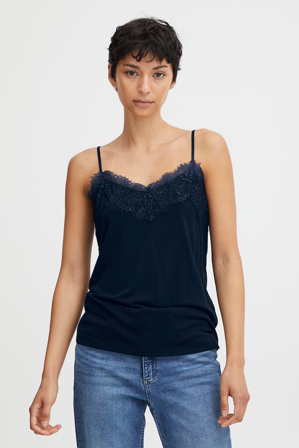 Ichi Like Cami Top - Navy - 20106355