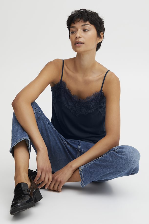 Ichi Like Cami Top - Navy - 20106355