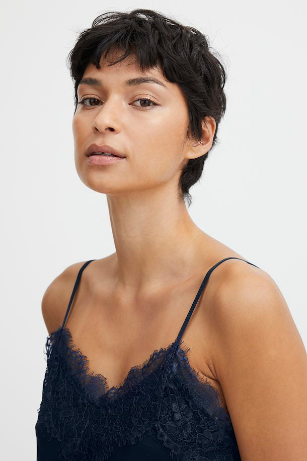 Ichi Like Cami Top - Navy - 20106355