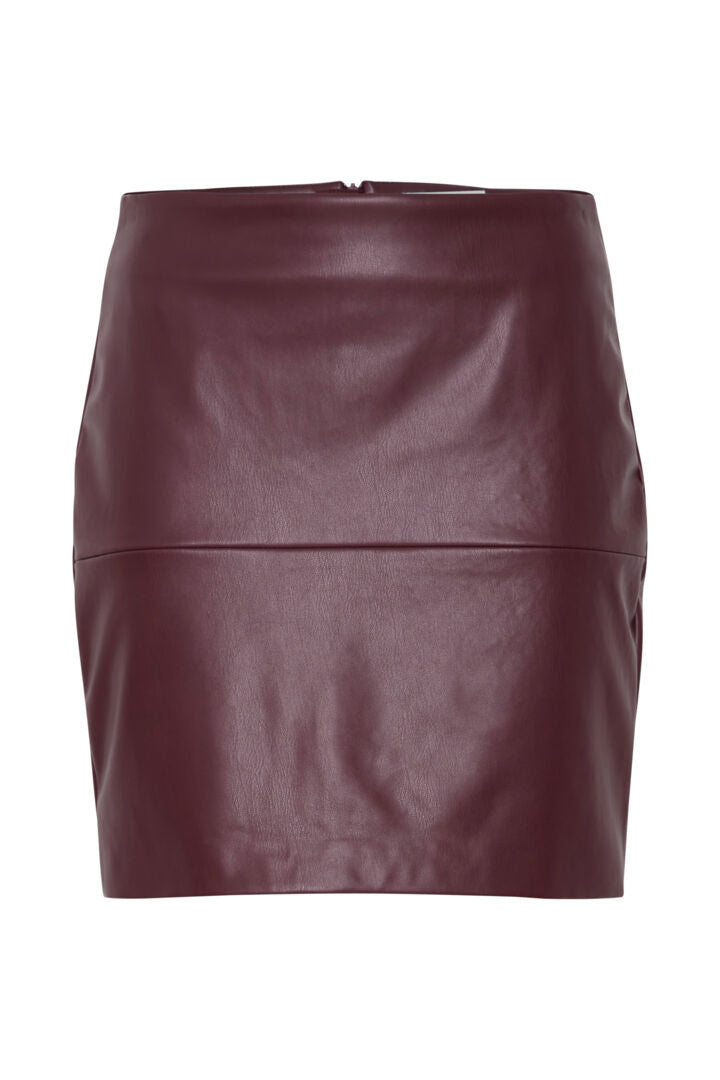 Ichi Comano Short Faux Leather Skirt-Port Royale-20115987