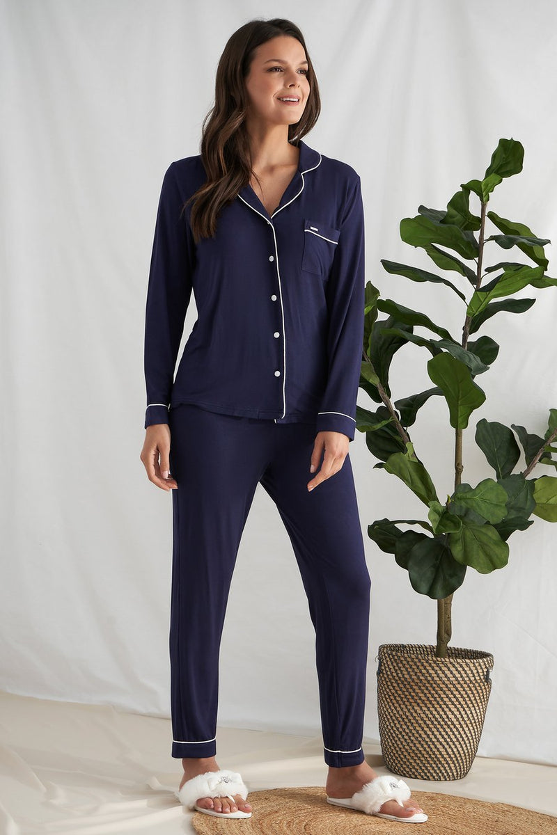 Navy Organic Bamboo Pajama Set